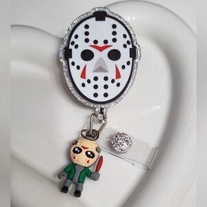 Horror Badge Reel Mask ID Holder Halloween Alligator Clip